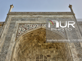 Detail of the Taj Mahal in Agra, Uttar Pradesh, India, on May 5, 2022. (