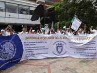 Students and workers of the Faculty of Law of the UNAM protest on August 28, 2024, at the University City facilities in Mexico City, Mexico,...