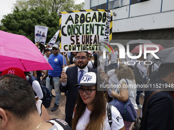 Students and workers of the Faculty of Law of the UNAM protest on August 28, 2024, at the University City facilities in Mexico City, Mexico,...