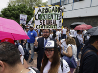 Students and workers of the Faculty of Law of the UNAM protest on August 28, 2024, at the University City facilities in Mexico City, Mexico,...