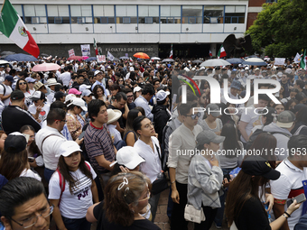 Students and workers of the Faculty of Law of the UNAM protest on August 28, 2024, at the University City facilities in Mexico City, Mexico,...