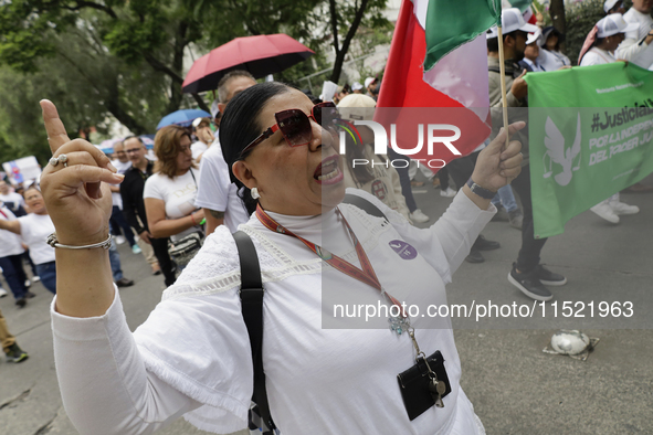 Students and workers of the Faculty of Law of the UNAM protest on August 28, 2024, at the University City facilities in Mexico City, Mexico,...