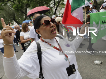 Students and workers of the Faculty of Law of the UNAM protest on August 28, 2024, at the University City facilities in Mexico City, Mexico,...