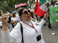 Students and workers of the Faculty of Law of the UNAM protest on August 28, 2024, at the University City facilities in Mexico City, Mexico,...