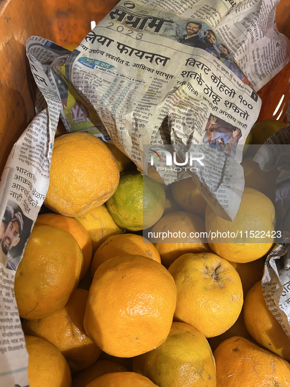 Oranges are at a shop in Thiruvananthapuram (Trivandrum), Kerala, India, on April 16, 2024. 