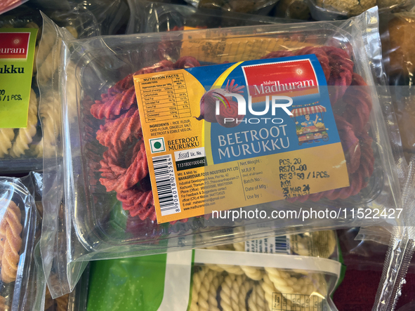 Murukku snacks display at a shop in Thiruvananthapuram (Trivandrum), Kerala, India, on April 01, 2024. 