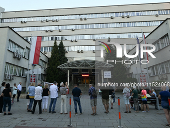 KRAKOW, POLAND - AUGUST 28:
Members of the KOD (Committee for the Defense of Democracy) protest outside the Court of Appeal demanding the re...