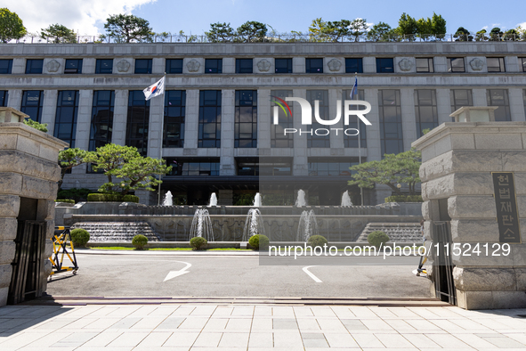 In front of the Constitutional Court in Jongno-gu, Seoul, South Korea, on August 29, 2024, youth climate litigants and citizen groups involv...