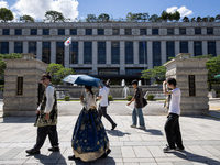 In front of the Constitutional Court in Jongno-gu, Seoul, South Korea, on August 29, 2024, youth climate litigants and citizen groups involv...