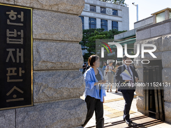 In front of the Constitutional Court in Jongno-gu, Seoul, South Korea, on August 29, 2024, youth climate litigants and citizen groups involv...