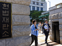 In front of the Constitutional Court in Jongno-gu, Seoul, South Korea, on August 29, 2024, youth climate litigants and citizen groups involv...