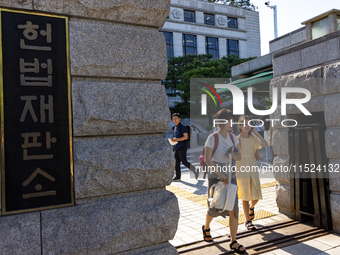 On August 29, 2024, in Seoul, South Korea, at the Constitutional Court in Jongno-gu, Seoul, Han Jae-ah (right), a claimant in the Baby Clima...