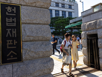 On August 29, 2024, in Seoul, South Korea, at the Constitutional Court in Jongno-gu, Seoul, Han Jae-ah (right), a claimant in the Baby Clima...