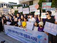 At a joint press conference in front of the Constitutional Court in Jongno-gu, Seoul, South Korea, on August 29, 2024, youth climate litigan...