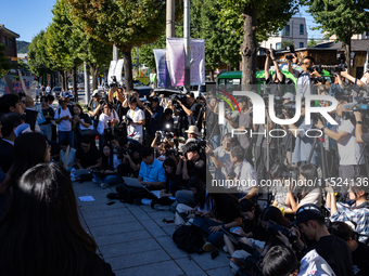 At a joint press conference in front of the Constitutional Court in Jongno-gu, Seoul, South Korea, on August 29, 2024, youth climate litigan...