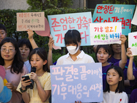 At a joint press conference in front of the Constitutional Court in Jongno-gu, Seoul, South Korea, on August 29, 2024, youth climate litigan...