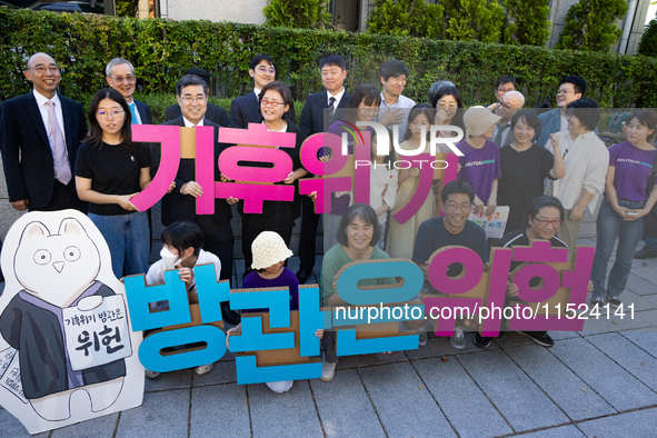 At a joint press conference in front of the Constitutional Court in Jongno-gu, Seoul, South Korea, on August 29, 2024, youth climate litigan...