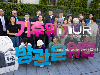 At a joint press conference in front of the Constitutional Court in Jongno-gu, Seoul, South Korea, on August 29, 2024, youth climate litigan...