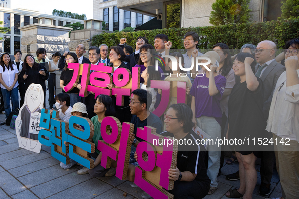 At a joint press conference in front of the Constitutional Court in Jongno-gu, Seoul, South Korea, on August 29, 2024, youth climate litigan...