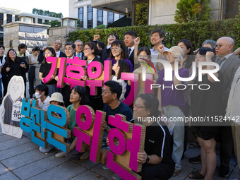 At a joint press conference in front of the Constitutional Court in Jongno-gu, Seoul, South Korea, on August 29, 2024, youth climate litigan...