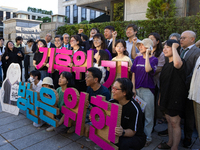 At a joint press conference in front of the Constitutional Court in Jongno-gu, Seoul, South Korea, on August 29, 2024, youth climate litigan...