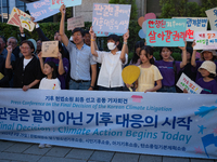 At a joint press conference in front of the Constitutional Court in Jongno-gu, Seoul, South Korea, on August 29, 2024, youth climate litigan...