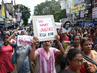 Women participate in ''Journey of Commitment'' during a protest march against the rape and murder of a PGT woman doctor at Government-run R...