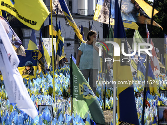 Ukrainians honor the memory of fallen soldiers on the Day of Remembrance of Ukraine's Defenders, amid Russia's attack on Ukraine, at Indepen...