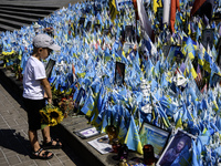 Ukrainians honor the memory of fallen soldiers on the Day of Remembrance of Ukraine's Defenders, amid Russia's attack on Ukraine, at Indepen...