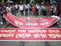 Citizens participate in ''Claim the Way'' during a protest rally against the rape and murder of a PGT woman doctor at Government-run R G Kar...