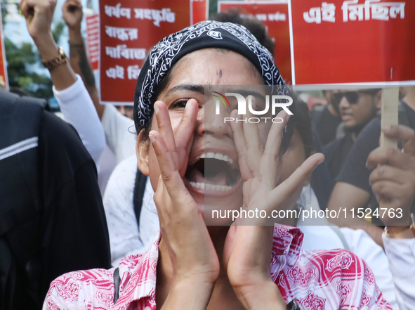 Citizens participate in ''Claim the Way'' during a protest rally against the rape and murder of a PGT woman doctor at Government-run R G Kar...