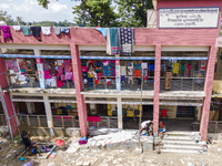 Hundreds of families leave their homes to take shelter in a school in Chagalnaia upazila of Feni district of Chittagong division of Banglade...