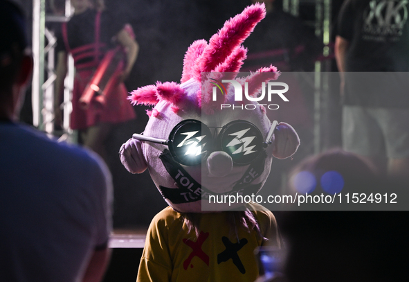 KRAKOW, POLAND - AUGUST 28:
Moah, Brazilian member of the evangelistic band No Longer Music (NLM), during the show at Krakow's UNESCO Market...