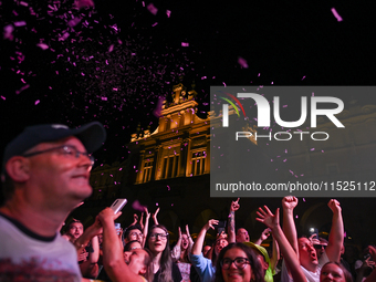 KRAKOW, POLAND - AUGUST 28:
Local Audience at Steiger International and No Longer Music's Evangelistic Performance in Krakow's UNESCO Market...