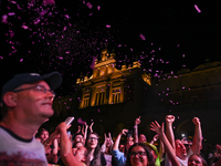 KRAKOW, POLAND - AUGUST 28:
Local Audience at Steiger International and No Longer Music's Evangelistic Performance in Krakow's UNESCO Market...