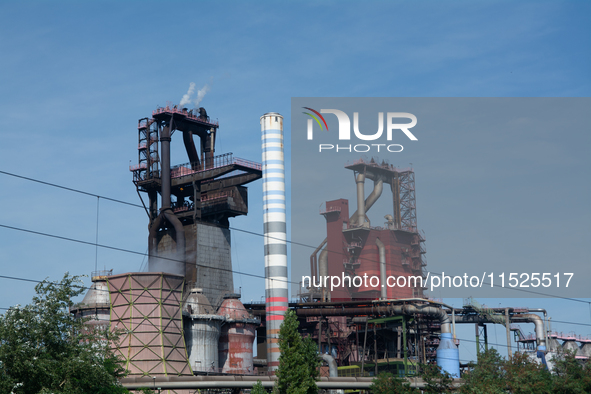 A general view of the Thyssenkrupp industrial area in Duisburg, Germany, on August 29, 2024, as the IG Metall union calls for a strike as ne...