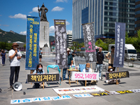 Citizen groups hold a press conference at Gwanghwamun Square in Seoul, South Korea, on August 30, 2024. Thirteen years after the humidifier...