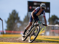 Samuel Chazaly of France participates in the UCI Mountain Bike World Championships Cross-Country Olympic Men Junior in Pal Arinsal, Andorra,...