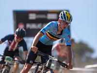 Valentin Laenen of Belgium participates in the UCI Mountain Bike World Championships Cross-Country Olympic Men Junior in Pal Arinsal, Andorr...