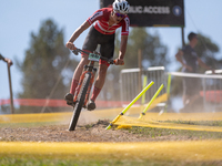 Linus Hofer of Austria participates in the UCI Mountain Bike World Championships Cross-Country Olympic Men Junior in Pal Arinsal, Andorra, o...