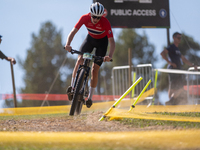 Ettore Laforce of Norway competes in the UCI Mountain Bike World Championships Cross-Country Olympic Men Junior in Pal Arinsal, Andorra, on...