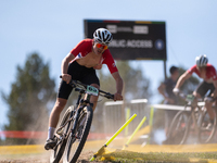 Emil Aksnes of Norway participates in the UCI Mountain Bike World Championships Cross-Country Olympic Men Junior in Pal Arinsal, Andorra, on...