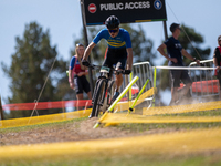 Max Karlsson of Sweden competes in the UCI Mountain Bike World Championships Cross-Country Olympic Men Junior in Pal Arinsal, Andorra, on Au...