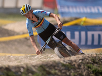 Valentin Laenen of Belgium participates in the UCI Mountain Bike World Championships Cross-Country Olympic Men Junior in Pal Arinsal, Andorr...