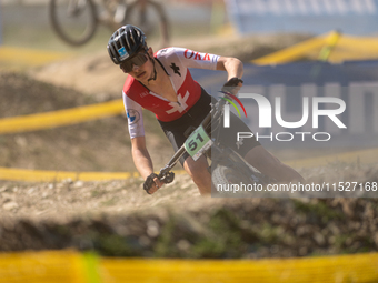 Filip Iten of Switzerland competes in the UCI Mountain Bike World Championships Cross-Country Olympic Men Junior in Pal Arinsal, Andorra, on...