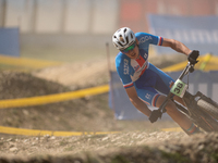 Peter Baant of Czechia participates in the UCI Mountain Bike World Championships Cross-Country Olympic Men Junior in Pal Arinsal, Andorra, o...