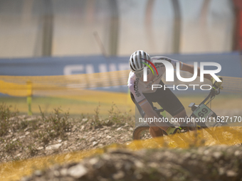 Dorian Schmidt of Germany competes in the UCI Mountain Bike World Championships Cross-Country Olympic Men Junior in Pal Arinsal, Andorra, on...