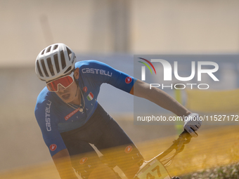 Guillermo Rial of Italy participates in the UCI Mountain Bike World Championships Cross-Country Olympic Men Junior in Pal Arinsal, Andorra,...