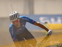 Guillermo Rial of Italy participates in the UCI Mountain Bike World Championships Cross-Country Olympic Men Junior in Pal Arinsal, Andorra,...