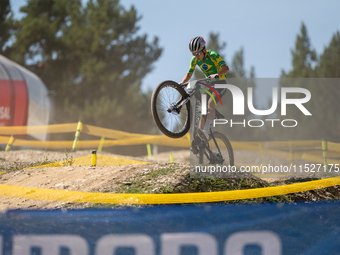 Lewin Ribeiro of Brazil competes in the UCI Mountain Bike World Championships Cross-Country Olympic Men Junior in Pal Arinsal, Andorra, on A...